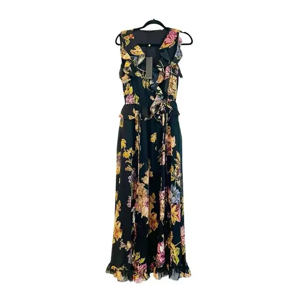 Kobi Halperin Floral Lesley Ruffle Midi Dress Women's Size S NWT